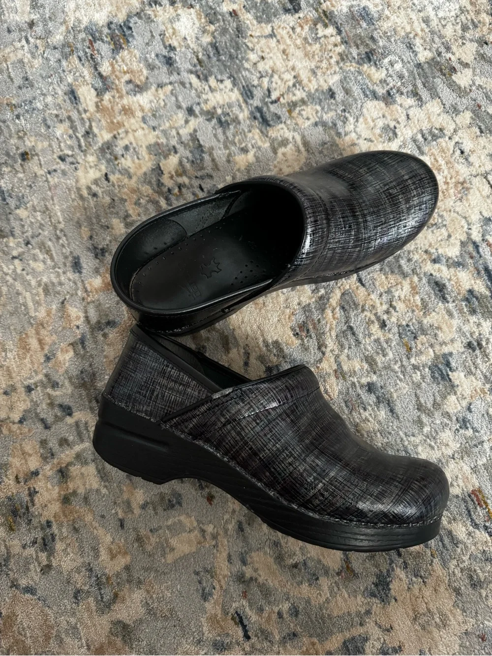 Dansko Women's Black Crosshatch Slip-On Clogs - Picture 5 of 6